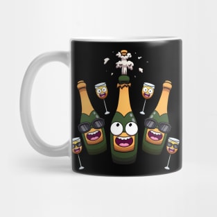 Funny Champagne Bottle With Wine Glases Mug